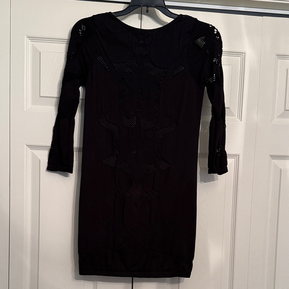 Free People Women's Black Knit Long-Sleeve Dress